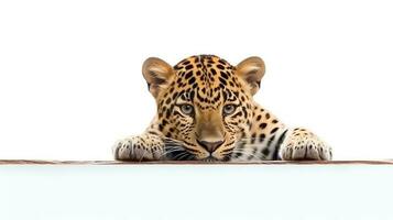 foto de un jaguar en blanco antecedentes. generativo ai