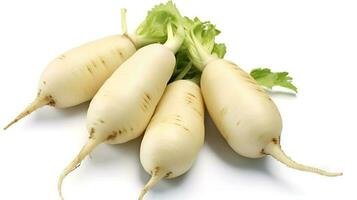 Photo of Daikon radish isolated on white background