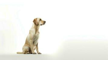 Photo of a labrador retriever on white background. Generative AI