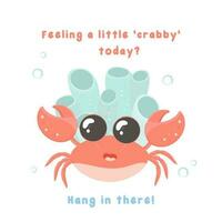 Motivational and support card with sea creatures vector