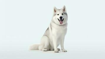 Photo of a siberian husky on white background. Generative AI