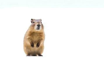 Photo of a capybara on white background. Generative AI