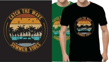 catch the wave summer vibes Inspiring t-shirt designs and quotes. Can be printed on t-shirts, mugs or other media. This package is packaged in a eps 10 file. vector