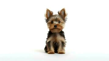 Photo of a yorkshire terrier on white background. Generative AI