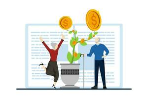 retirement financial literacy concept, retirement investment, retirement preparation with little people. pension fund abstract vector illustration. Parents education, money saving metaphor.