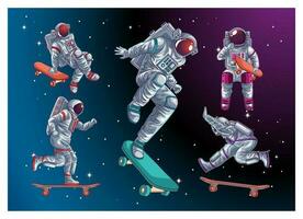 set of astronauts character in the space vector