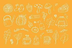 Cute Autumn Doodle Art Collection vector