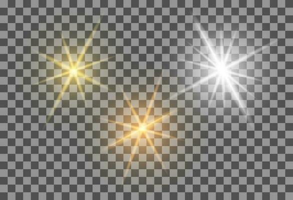 Set of realistic light glare, highlight. Collection of beautiful bright lens flares. Lighting effects of flash. Silver glitter shining stars, glowing sparks. Vector EPS10