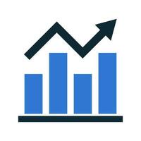 Blue bar graph icon. Growing chart. Vector. vector