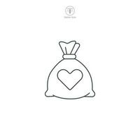 dinero bolso con corazón icono símbolo vector ilustración aislado en blanco antecedentes