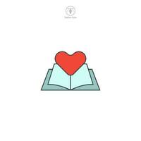 libro con corazón icono símbolo vector ilustración aislado en blanco antecedentes