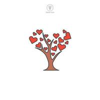 árbol con corazón icono símbolo vector ilustración aislado en blanco antecedentes