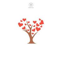 árbol con corazón icono símbolo vector ilustración aislado en blanco antecedentes