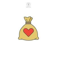 dinero bolso con corazón icono símbolo vector ilustración aislado en blanco antecedentes