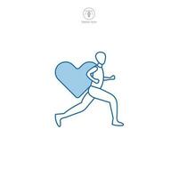 caridad correr. corriendo persona con corazón icono símbolo vector ilustración aislado en blanco antecedentes