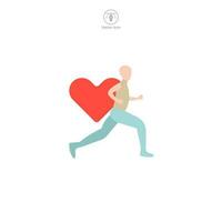 caridad correr. corriendo persona con corazón icono símbolo vector ilustración aislado en blanco antecedentes