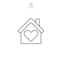 hogar con corazón icono símbolo vector ilustración aislado en blanco antecedentes