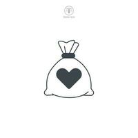 dinero bolso con corazón icono símbolo vector ilustración aislado en blanco antecedentes