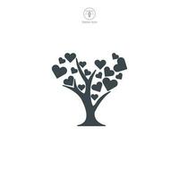 árbol con corazón icono símbolo vector ilustración aislado en blanco antecedentes