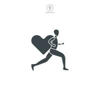 caridad correr. corriendo persona con corazón icono símbolo vector ilustración aislado en blanco antecedentes