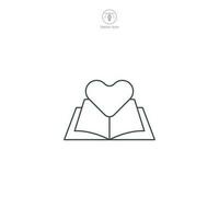 libro con corazón icono símbolo vector ilustración aislado en blanco antecedentes