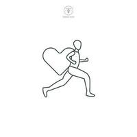 Charity Run. Running Person with Heart icon symbol vector illustration isolated on white background