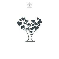 Tree with Heart icon symbol vector illustration isolated on white background