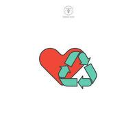 reciclaje con corazón icono símbolo vector ilustración aislado en blanco antecedentes