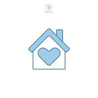 hogar con corazón icono símbolo vector ilustración aislado en blanco antecedentes