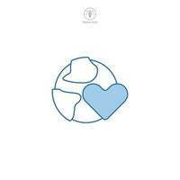 Globe with Heart icon symbol vector illustration isolated on white background