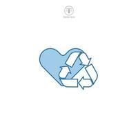 Recycling with Heart icon symbol vector illustration isolated on white background