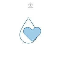 agua soltar con corazón icono símbolo vector ilustración aislado en blanco antecedentes