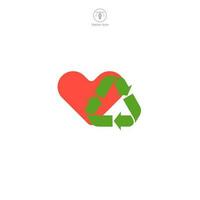 reciclaje con corazón icono símbolo vector ilustración aislado en blanco antecedentes