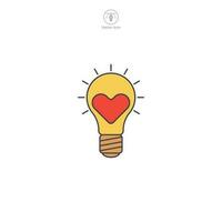 Light Bulb with Heart icon symbol vector illustration isolated on white background