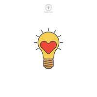 Light Bulb with Heart icon symbol vector illustration isolated on white background