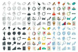 Auction mega icon set, Included icons as Hand Raised, Price Tag, Magnifying Glass and more symbols collection, logo isolated vector illustration