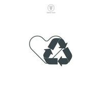 reciclaje con corazón icono símbolo vector ilustración aislado en blanco antecedentes