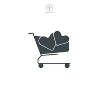 Shopping Cart with Heart icon symbol vector illustration isolated on white background