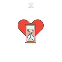 reloj de arena con corazón icono símbolo vector ilustración aislado en blanco antecedentes