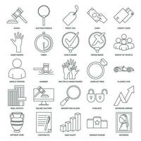 Auction icon set, Included icons as Hand Raised, Price Tag, Magnifying Glass and more symbols collection, logo isolated vector illustration