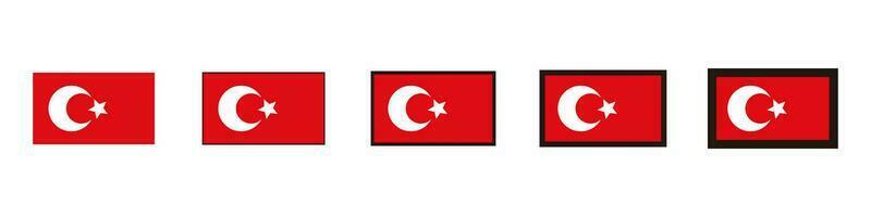 Set of icons of Turkish flag with different line thicknesses. Vector. vector