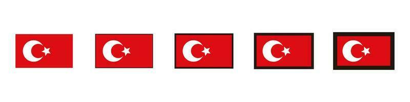 Set of icons of Turkish flag with different line thicknesses. Vector. vector