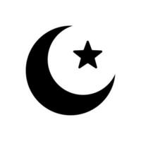 Crescent moon and star silhouette icon. Islam. Vector. vector