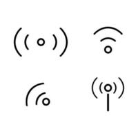 Icon set of cellular or Wi-Fi radio wave icons and radio wave antennas. Vector. vector