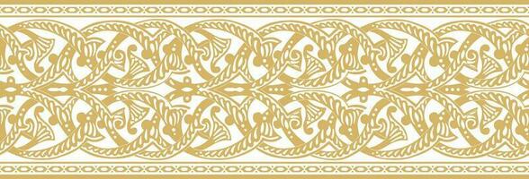 vector oro sin costura Arábica ornamento. naranja interminable arabesco, borde.