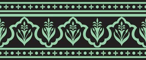 Vector seamless national green and black ornament of ancient Persia. Iranian ethnic endless border, frame