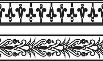 Vector set of two monochrome seamless Egyptian border. Endless Ornaments of Ancient Egypt. Geometric African frame. Suitable for sandblasting, laser and plotter cutting