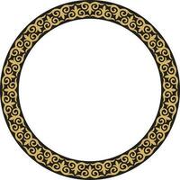 Vector gold and black Kazakh national round pattern, frame. Ethnic ornament of the nomadic peoples of Asia, the Great Steppe, Kazakhs, Kirghiz, Kalmyks, Mongols, Buryats, Turkmens