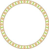 Vector colored round Chinese ornament. Circle border, east asian frame. Korea pattern, Taiwan, Hong Kong