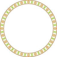 Vector colored round Chinese ornament. Circle border, east asian frame. Korea pattern, Taiwan, Hong Kong